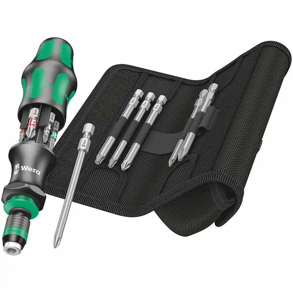 WERA 1/4inch Drive, 12 Bits, Wallet Ratchet Screwdriver Set - 13 Piece WER051017