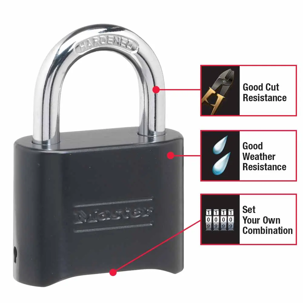 MASTER 51mm Black Zinc Hardened Combination Padlock 178DAU