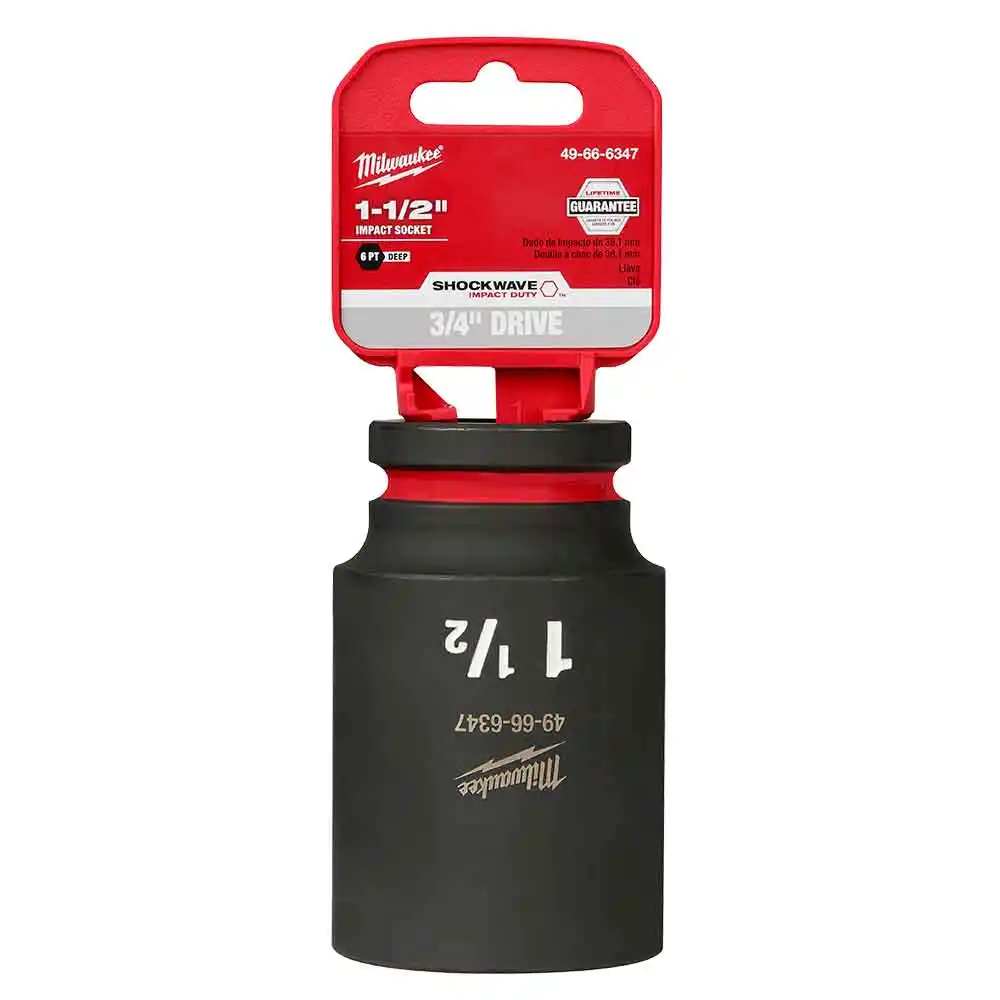 MILWAUKEE SHOCKWAVE 3/4" Drive 1-1/2" Deep 6 Point Impact Socket 49666347