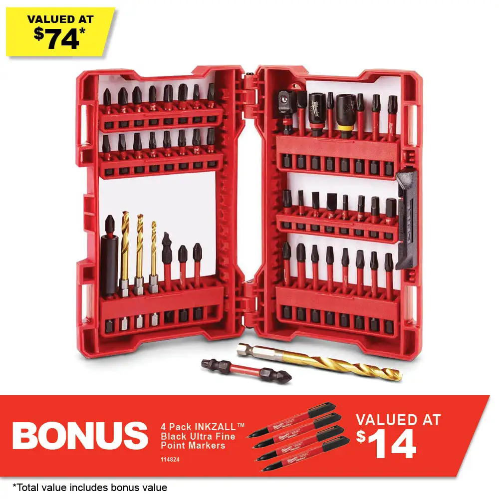 MILWAUKEE Impact Screwdriver Bit & Drill Bit Set - SHOCKWAVE - 50 Piece 48324024