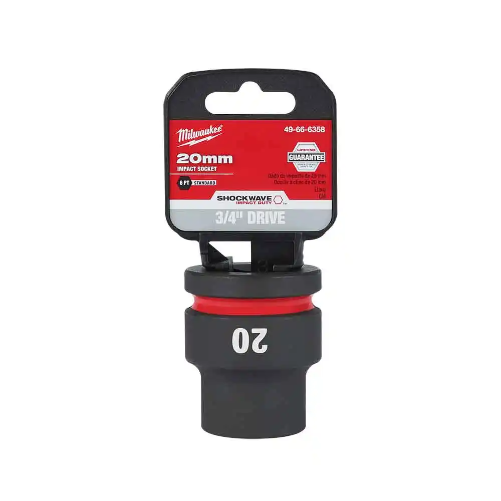 MILWAUKEE SHOCKWAVE 3/4" Drive 20mm Standard 6 Point Impact Socket 49666358