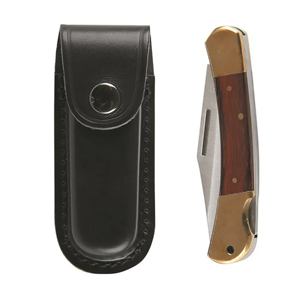 TOLEDO 100mm Single Point Pocket Knife w. Leather Pouch SK5