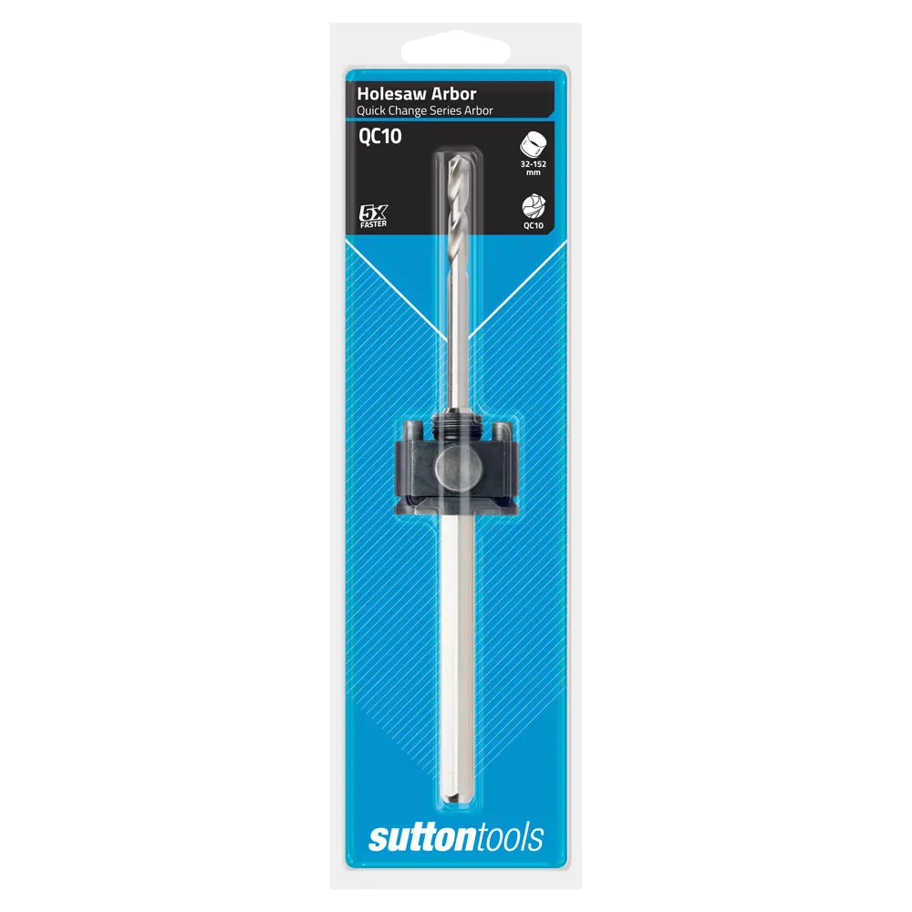 SUTTON HSS Holesaw Arbor/Pilot w. Quick Release Adaptor - Suits 32-152mm Holesaws
