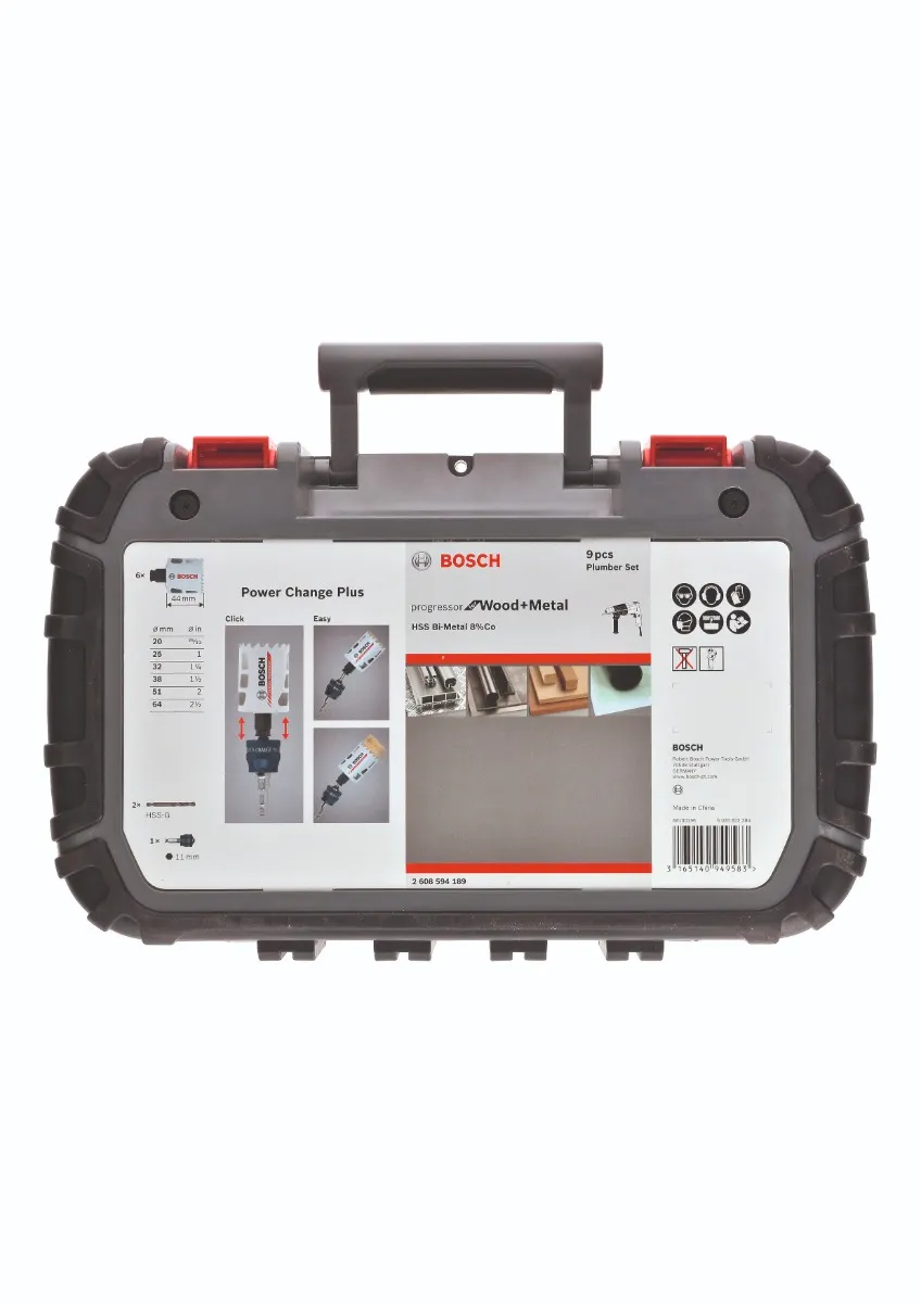 BOSCH 20-64mm BIM Metal/Wood Progressor Plumber Holesaw Set - 9 Piece 2608594189