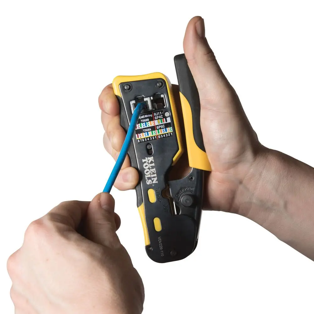 KLEIN Ratcheting Data Cable Crimper for Pass Thru AVDV226110