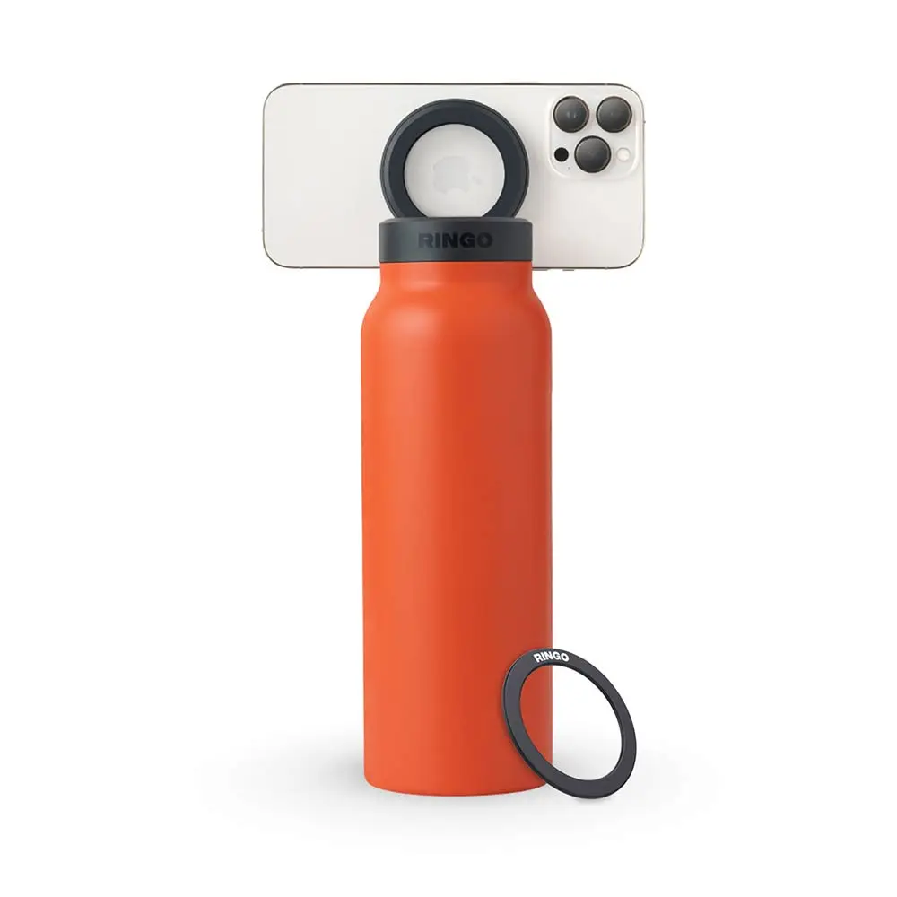 RINGO 710ml (24oz) Water Bottle - with Magnetic Phone Mount - Orange B2OR24LSC1