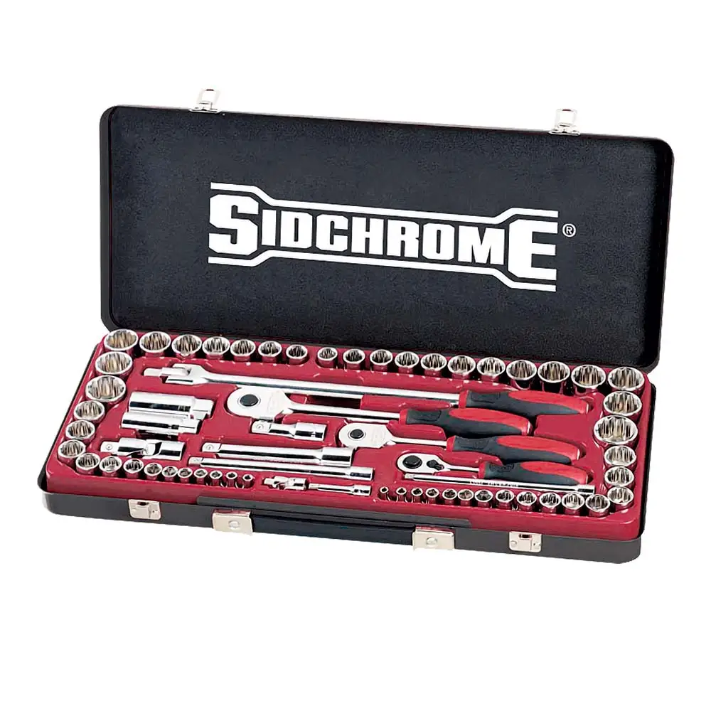 SIDCHROME 1/4 x 3/8 x 1/2inch Metric/AF Socket Set - 64 Piece SCMT19120BK