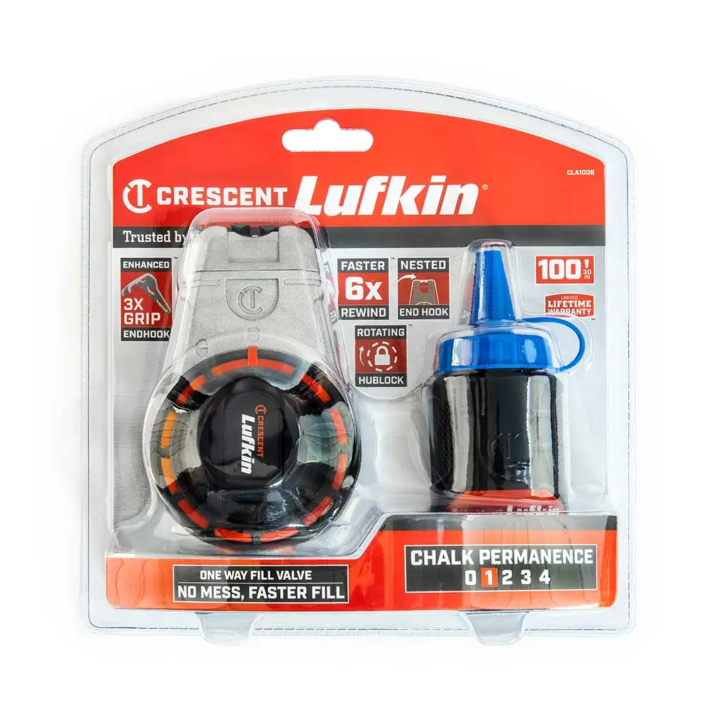 CRESCENT LUFKIN 30m Aluminum Chalk Reel w/ 3oz Blue Chalk CLP100B
