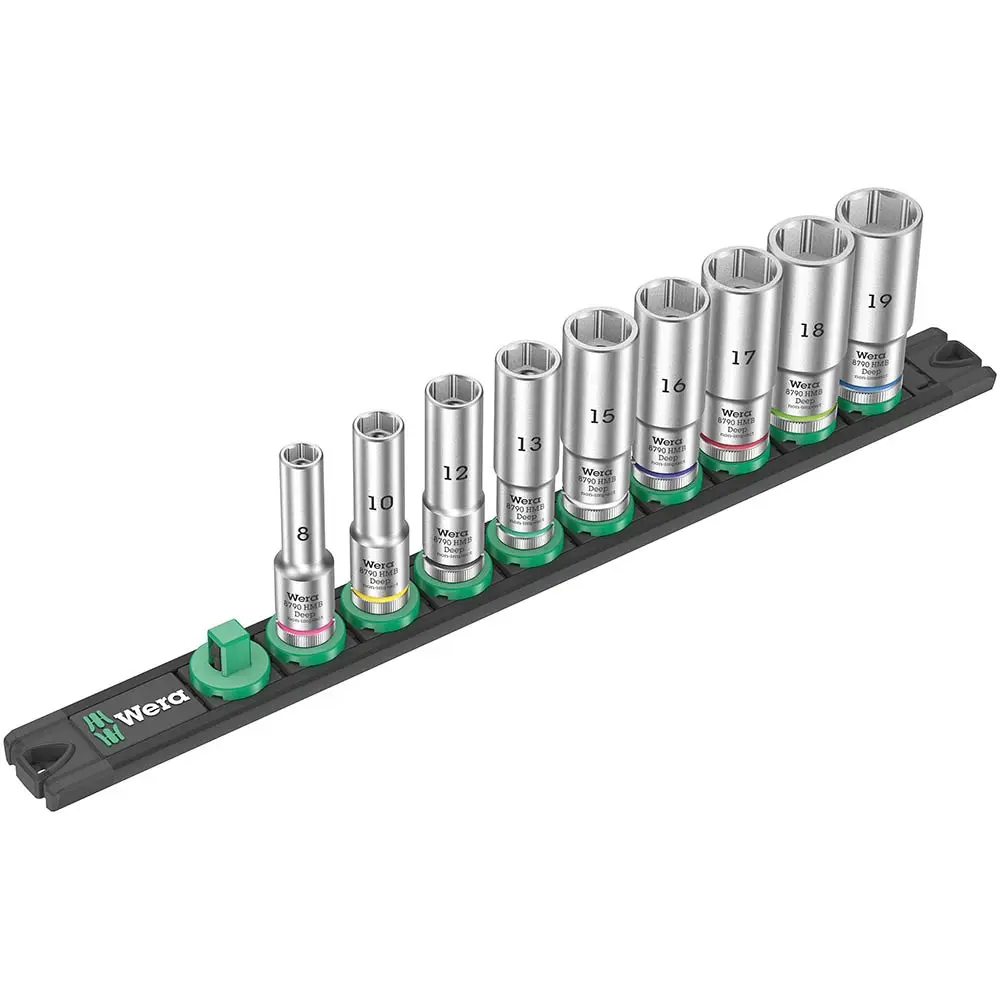 WERA Magnetic Socket Rail B Deep 1 Socket Set, 3/8" DR - 9 Piece WER005440