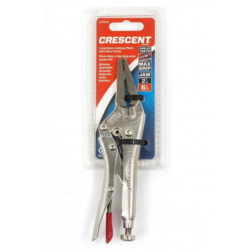 CRESCENT 150mm Long Nose Locking Pliers With Wire Cutter C6NVN-08