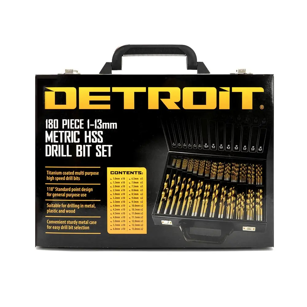 DETROIT 180 Piece 1-13mm Ti-Nite Jobber Drill Bit Set DTIN180PC