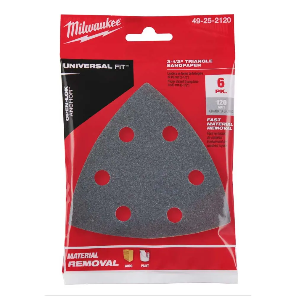 MILWAUKEE 6 piece OPEN-LOK 120 Grit Sand Paper 49252120