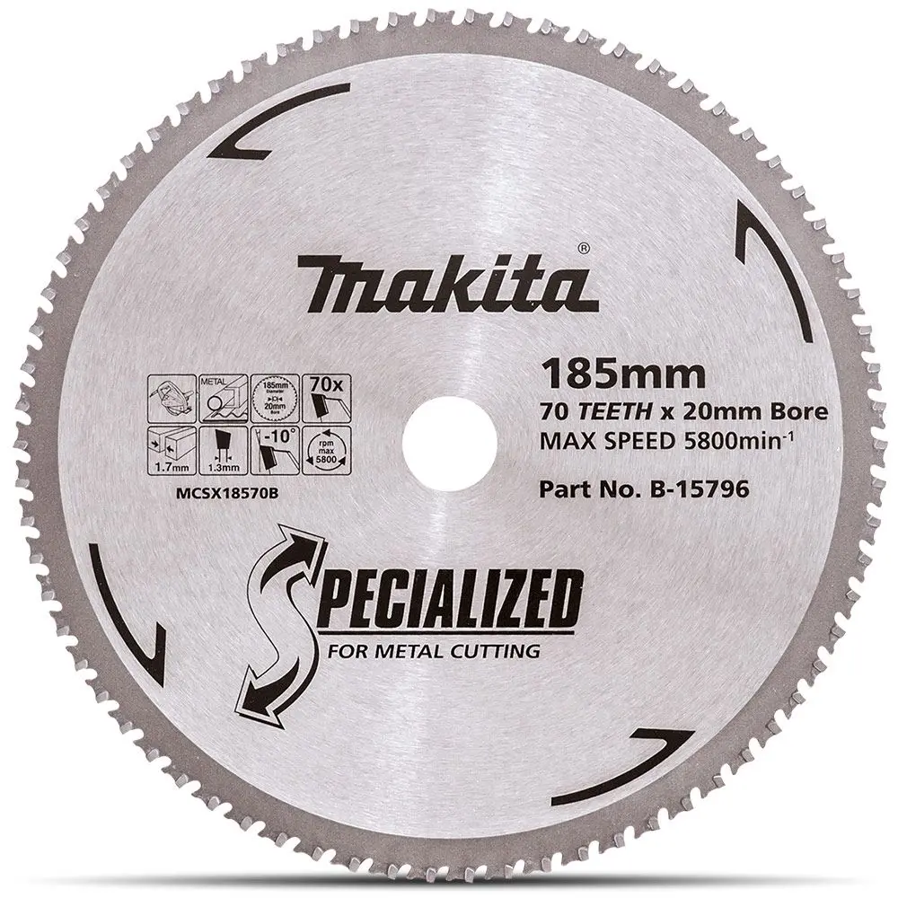 MAKITA 185mm 70T TCT Circular Saw Blade for Metal Cutting - SPECIALIZED
