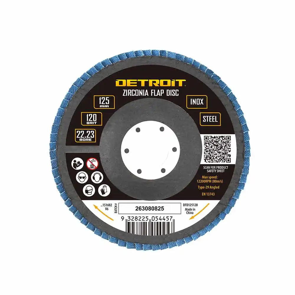 DETROIT 125mm 120-Grit Zirconia Angled Flap Disc DFD125120