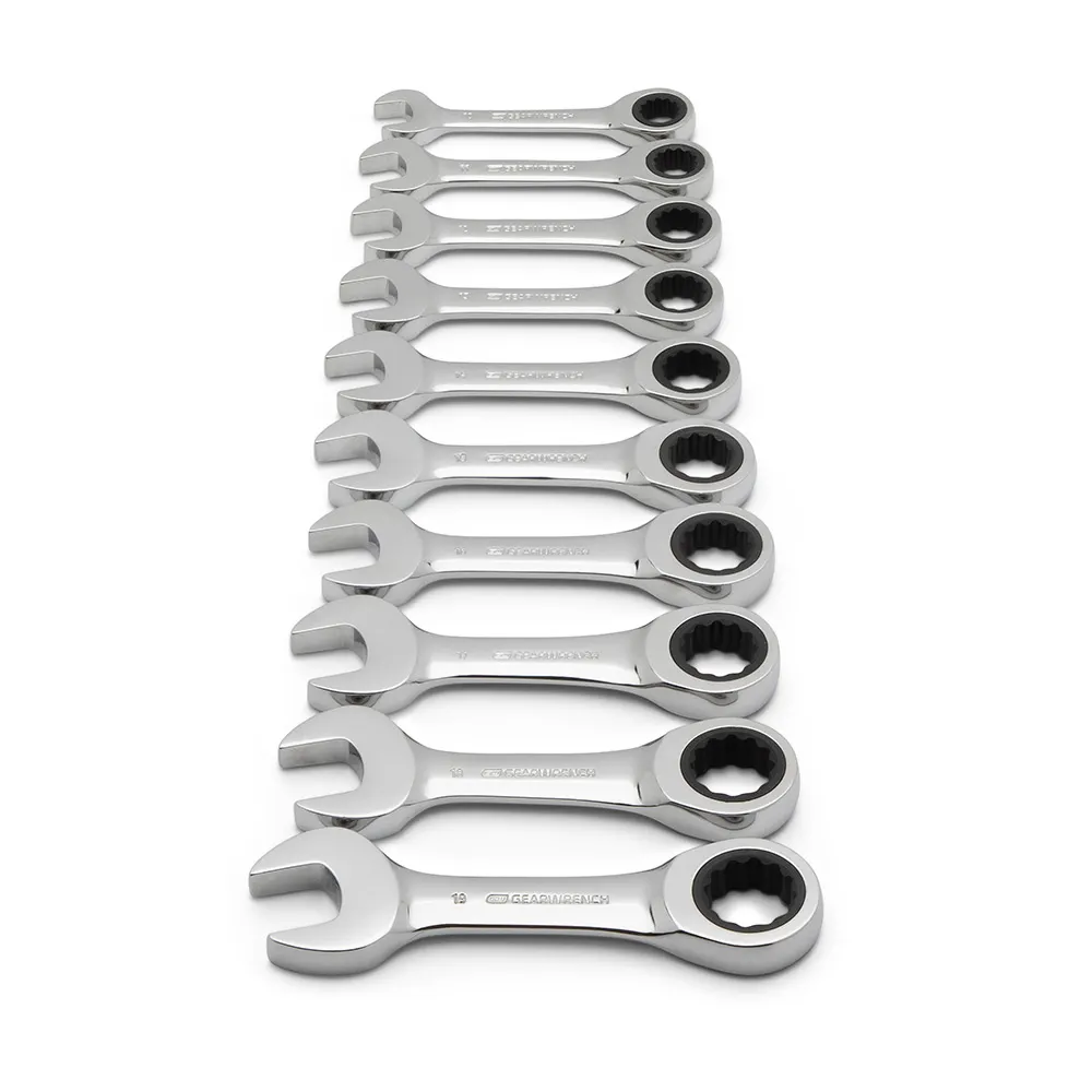 GEARWRENCH 10 Piece Metric Stubby Combination Ratcheting Spanner Set 9520D