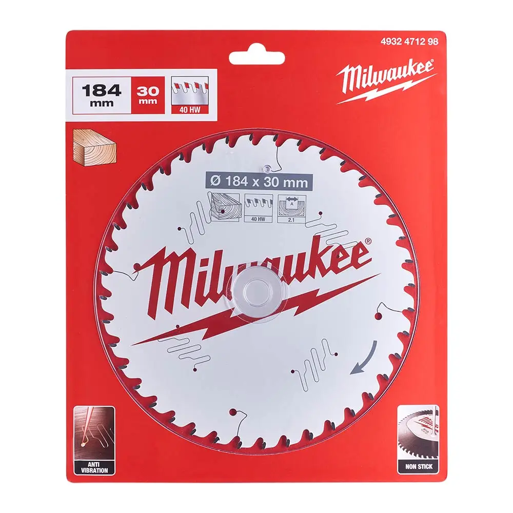 MILWAUKEE 184x30mm 40T TCT Circular Saw Blade for Wood Cutting - FRAMING 4932471298