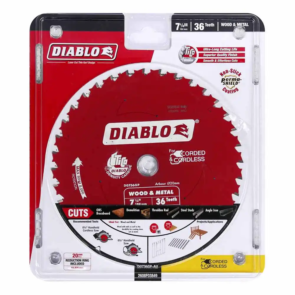 DIABLO 184mm 36T TCT Circular Saw Blade for Wood and Metal 2608F03849