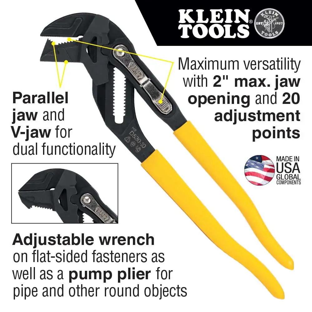 KLEIN 250mm Reversable Jaw Multigrip Plier A-D530-10