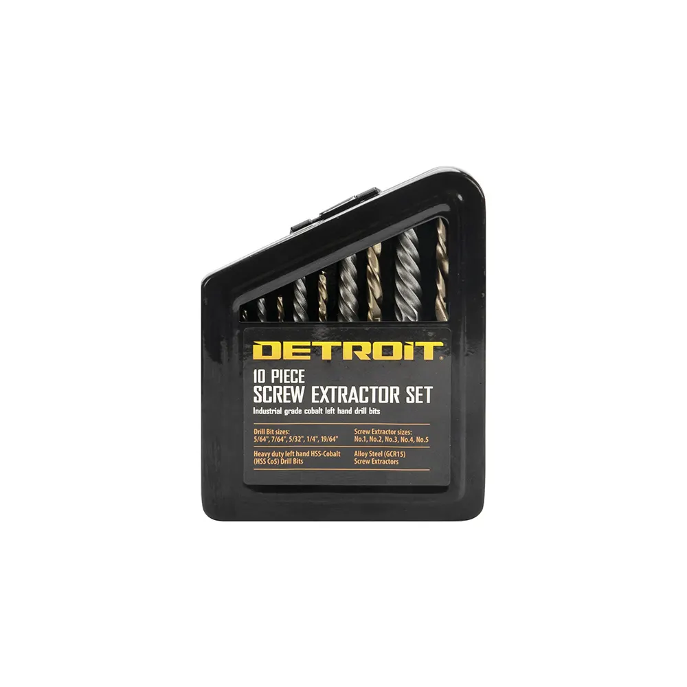 DETROIT Screw Extractor & Drill Set - 10 Piece