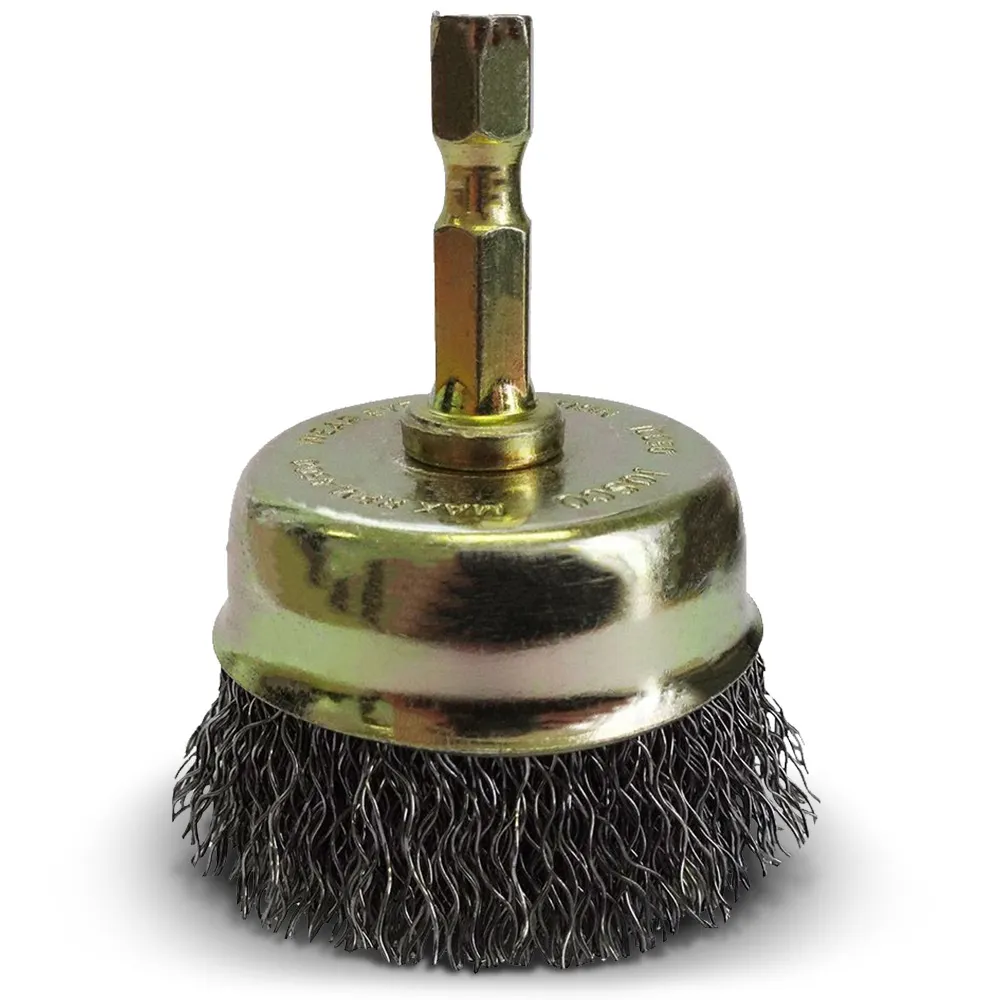 JOSCO 50mm 1/4-Hex Mounted Crimped Wire Cup Brush