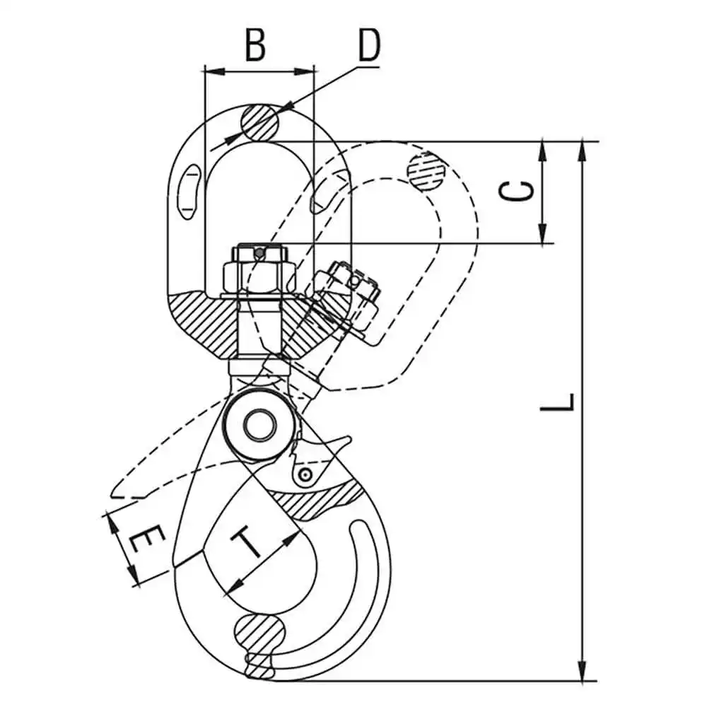 ITM 7-8mm Chain Size Eye Swivel Self Locking Hook TM9804-03007