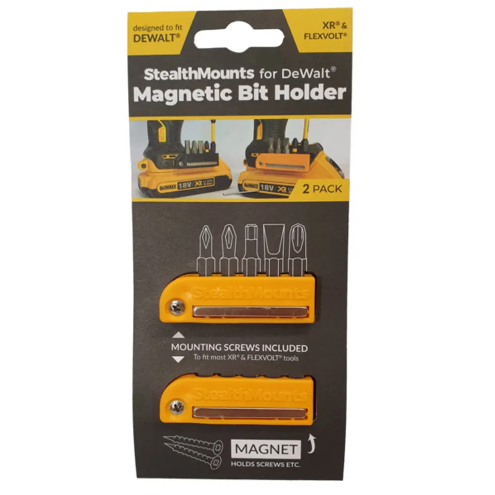 STEALTHMOUNTS Bit Holder for DeWalt Yellow XR & FLEXVOLT - 2 Pack BH-DW-YLW-2