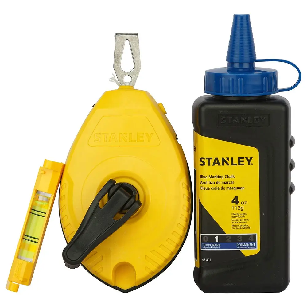 STANLEY 30m/100' ABS Chalk Line Reel with 4oz Chalk and Hi-Viz Line Level