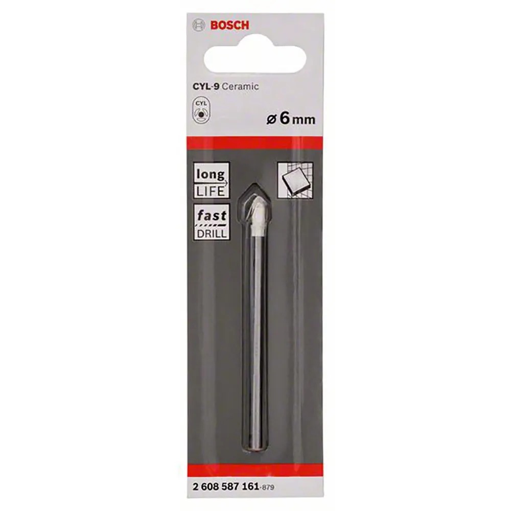 BOSCH 6.0 x 80mm TCT Glass & Tile Drill Bit - CYL-9 CERAMIC