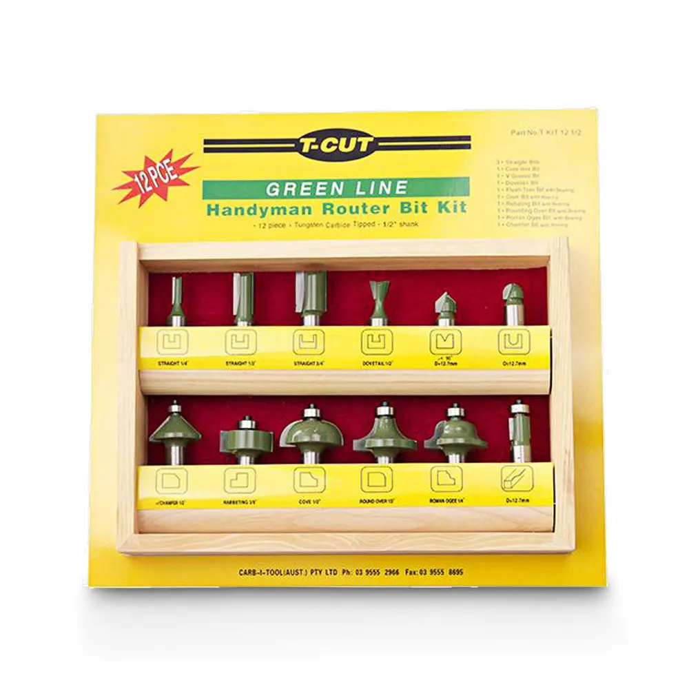 Carbitool TCT Router Bit Set - 1/2inch Shank - 12 Piece TKIT-12-1/2
