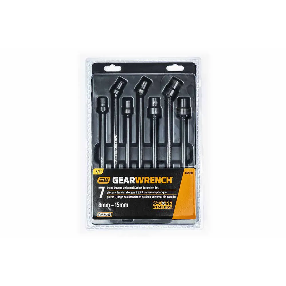 GEARWRENCH 3/8 Drive Impact X-Core Pinless Extension Socket Set - 7 Piece 84980