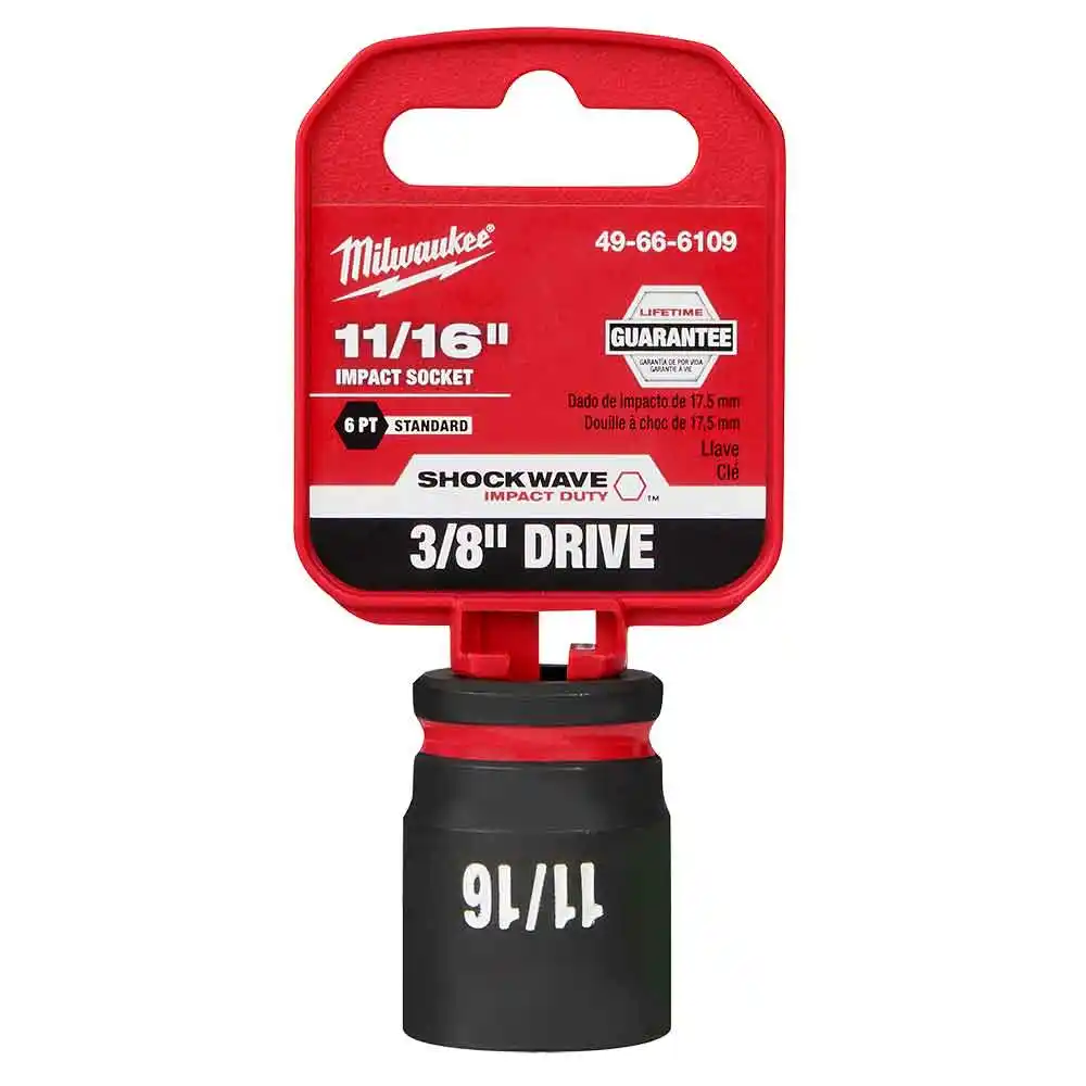 MILWAUKEE SHOCKWAVE 3/8" Drive 11/16" Standard 6 Point Impact Socket 49666109