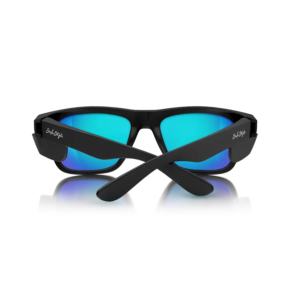 SAFESTYLE Fusions Matte Black Frame Mirror Blue Polarised Lens UV400 FMBBP100