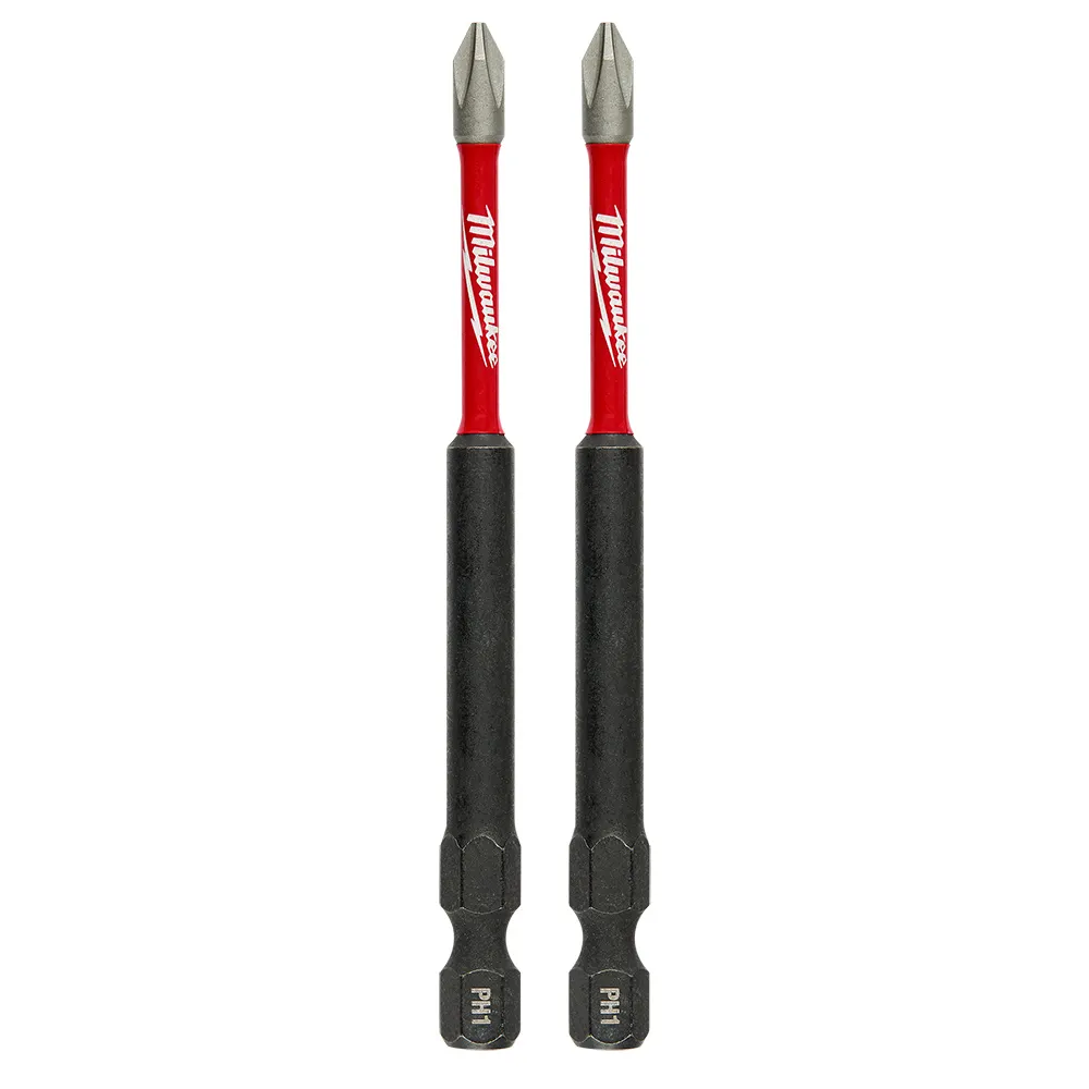 MILWAUKEE SHOCKWAVE Power 89mm (3.5") Phillips #1 Screwdriver Bit - 2 Piece 48324660