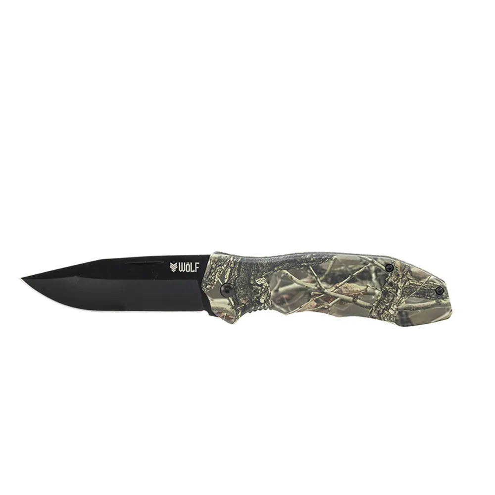 WoLF 95mm Camo Folding Knife S/Steel Blade WKC000