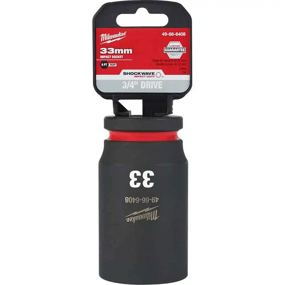 MILWAUKEE SHOCKWAVE 3/4inch Drive 33mm Deep 6 Point Impact Socket 49666408
