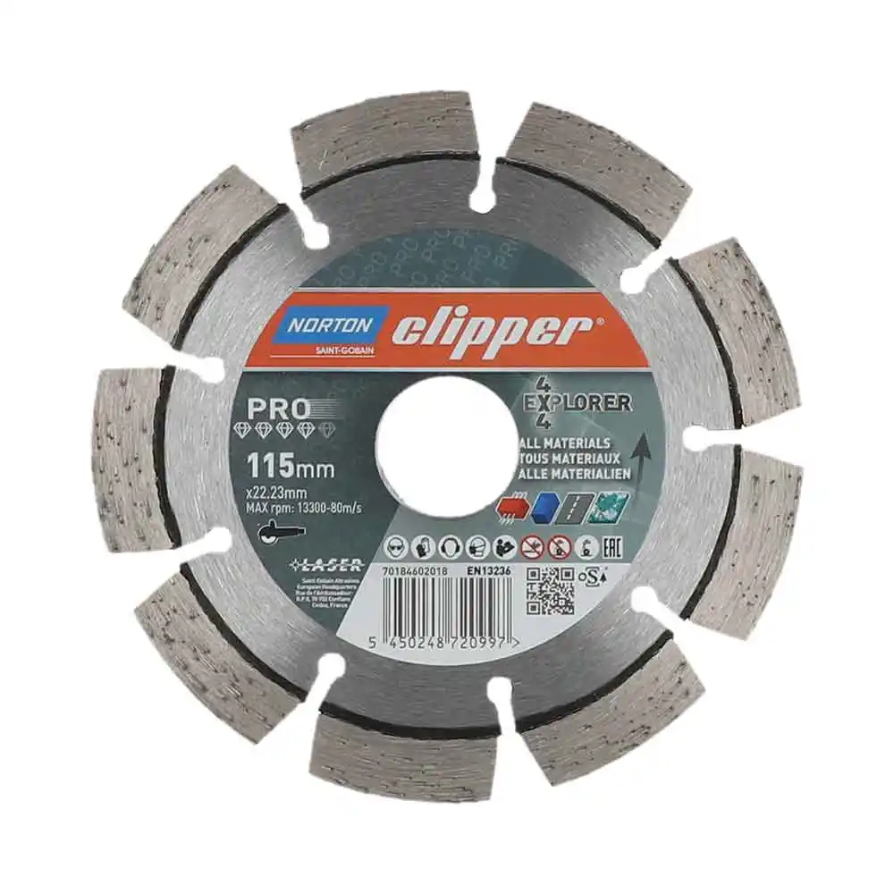 CLIPPER 115 x 22.23mm 4x4 Explorer Segmented Diamond Blade for General Purpose Cutting 70184602018