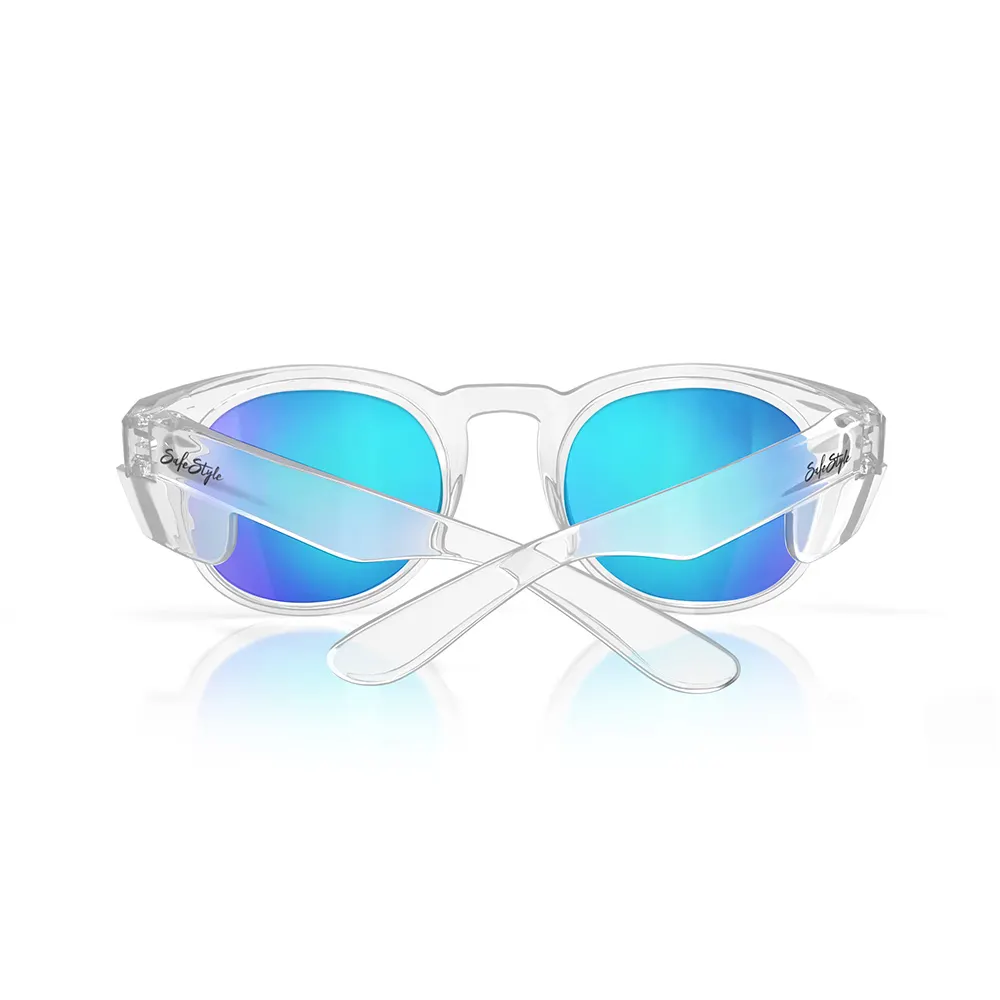 SAFESTYLE Cruisers Clear Frame Mirror Blue Polarised Lens UV400 CRCBP100