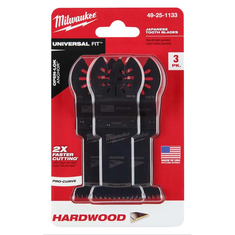 MILWAUKEE 3 piece 35mm OPEN-LOK Japanese Tooth Hardwood Blade 49251133