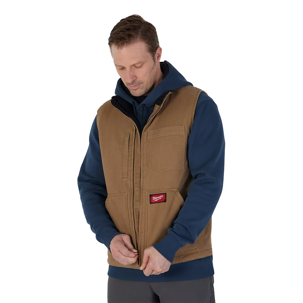 MILWAUKEE GRIDIRON Sherpa Lined Vest - Brown 801BR