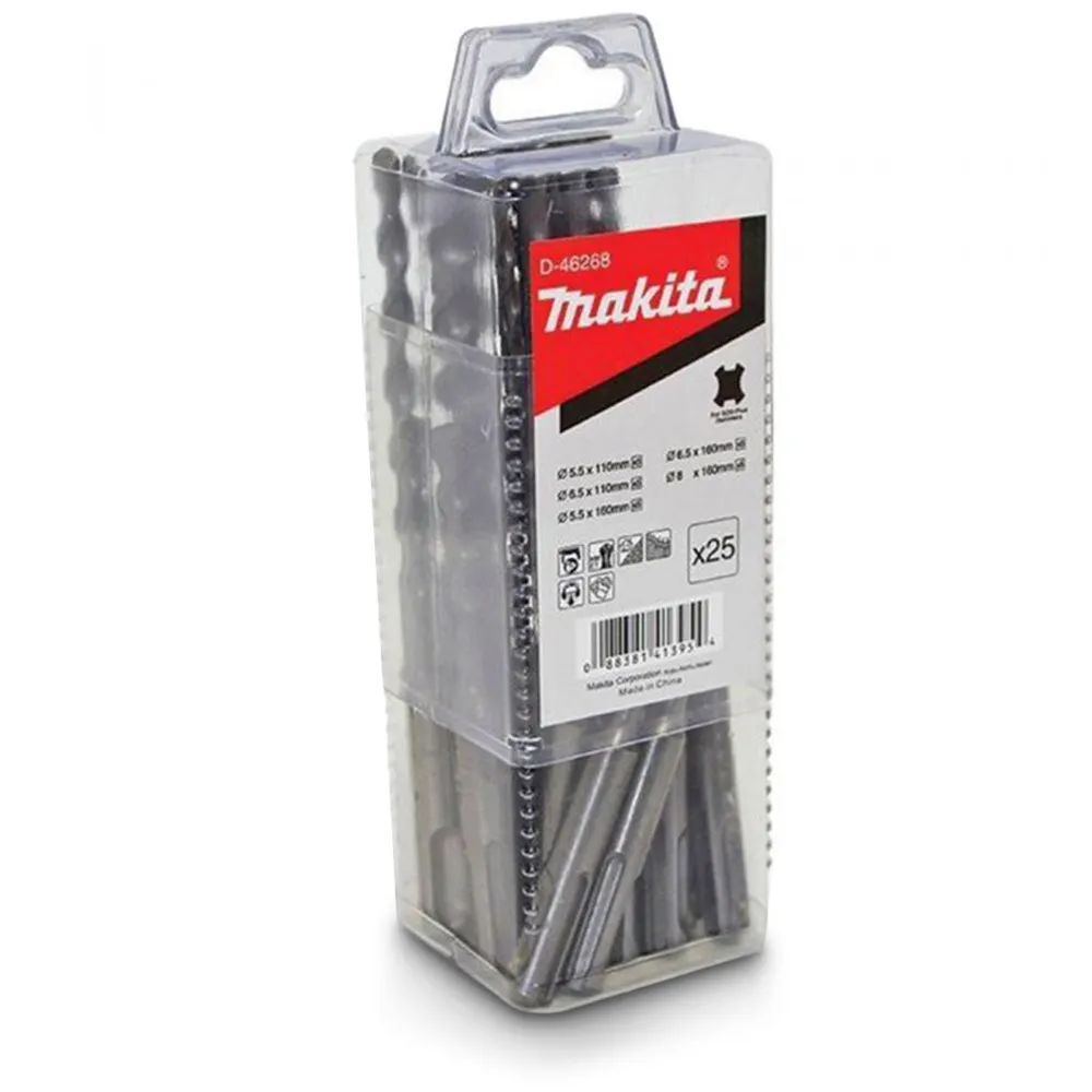 MAKITA 5.5-8.0mm 2-Cutter SDS-Plus TCT Hammer Drill Bit Set - 25 Piece