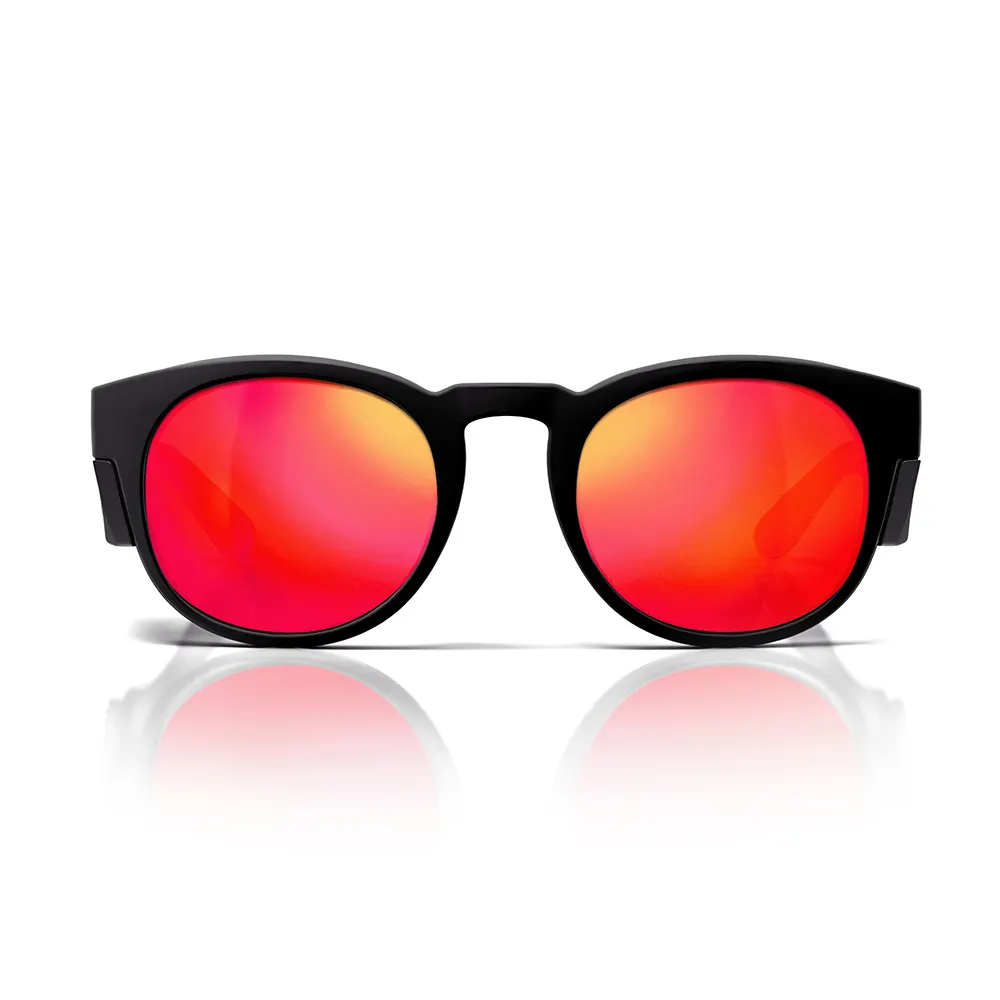 SAFESTYLE Cruisers Matte Black Frame Mirror Red Polarised Lens UV400 CRMBRP100