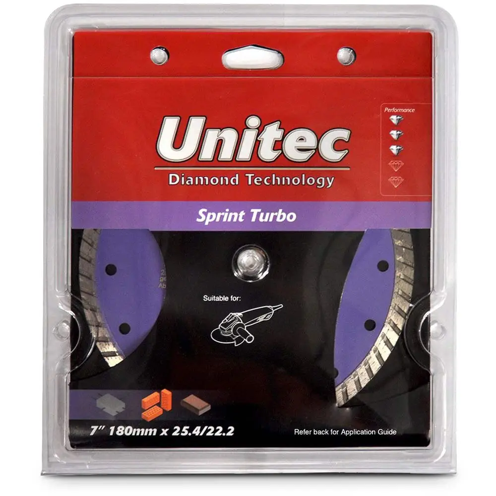 UNITEC 180mm Turbo Diamond Blade for General Purpose Cutting - SPRINT U-7SPT800