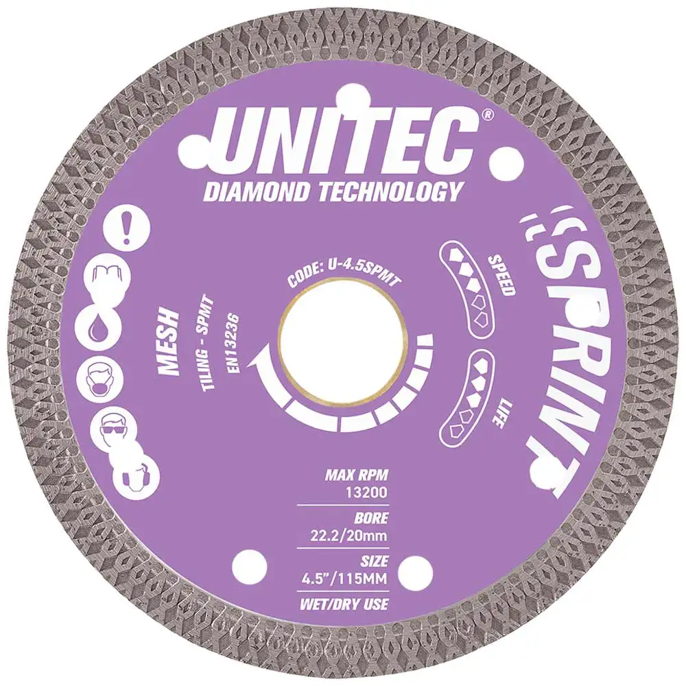 UNITEC 115mm Turbo Diamond Blade For Tiling Cutting - Sprint U-45SPMT