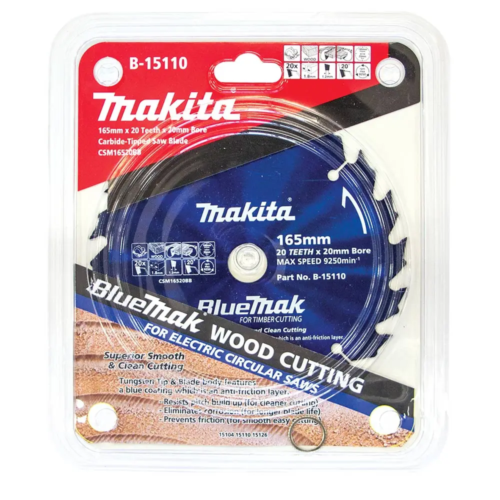MAKITA 165mm 24T TCT Circular Saw Blade for Wood Cutting - BLUEMAK B-15110