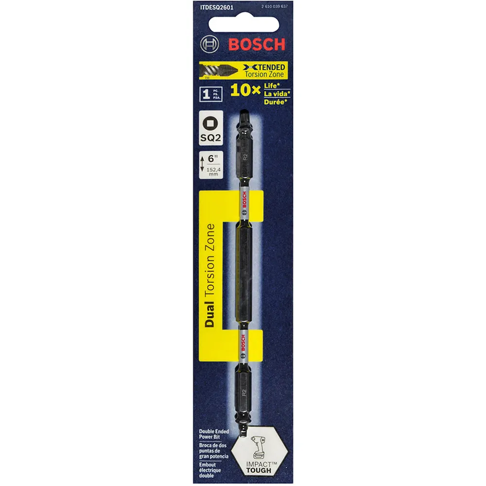 BOSCH R2 x 150mm Robertson/Square Double-Ended Power Screwdriver Bit - IMPACT TOUGH