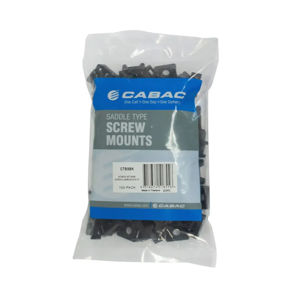 CABAC 5mm Black UV Screw Mount Cable Tie - 100 Piece CTB5BK