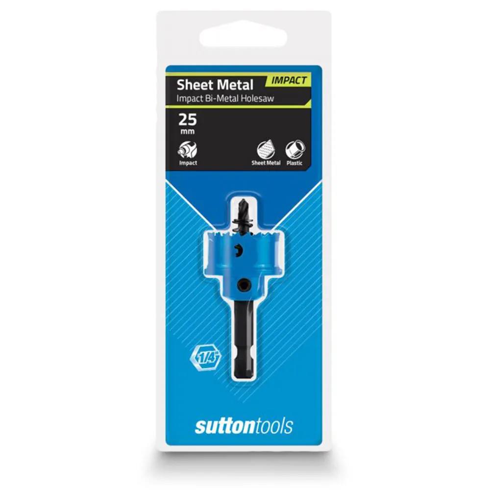 SUTTON 25mm 1/4-Hex Shank Bi-Metal Sheetmetal Holesaw