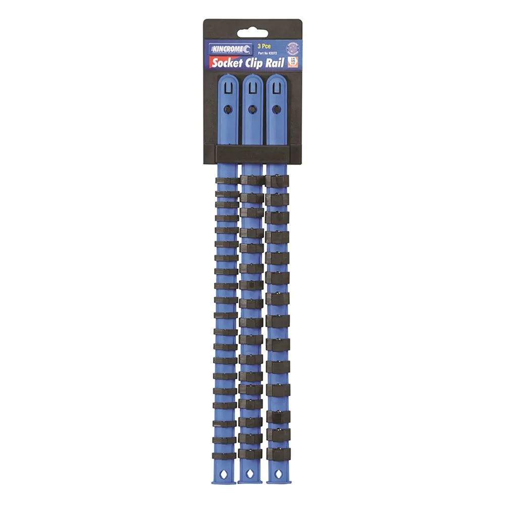 KINCROME 1/4, 3/8 & 1/2" Drive Socket Clip Rail Set - 3 Piece K2072