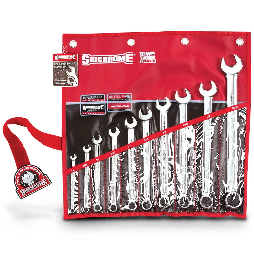 SIDCHROME 10 Piece Ring & Open End Spanner Set - AF