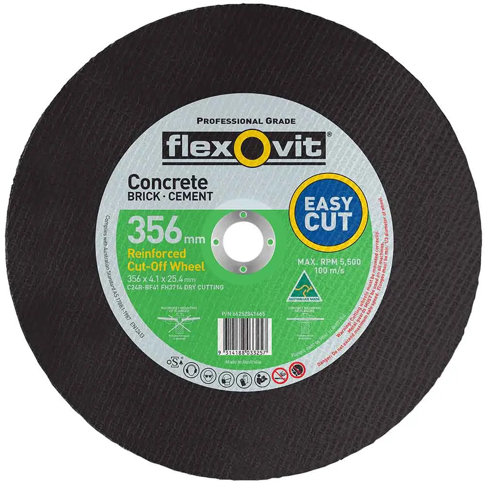 FLEXOVIT 356 x 4.1 x 25.4mm MASONRY Cut Off Disc - High Speed
